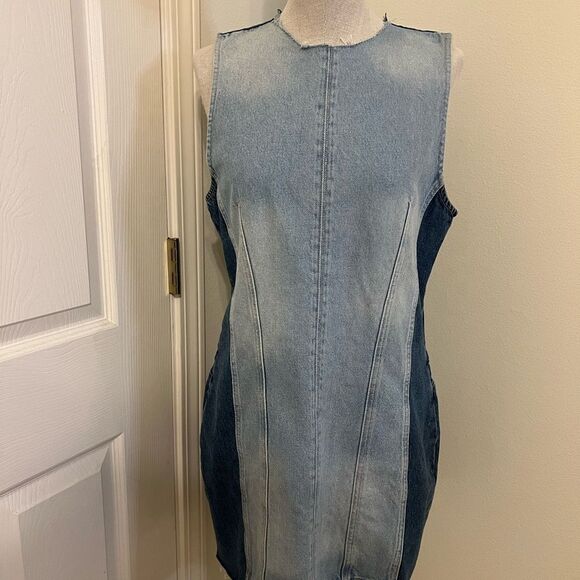 Zara Blue Denim Mini Dress - Picture 2 of 9